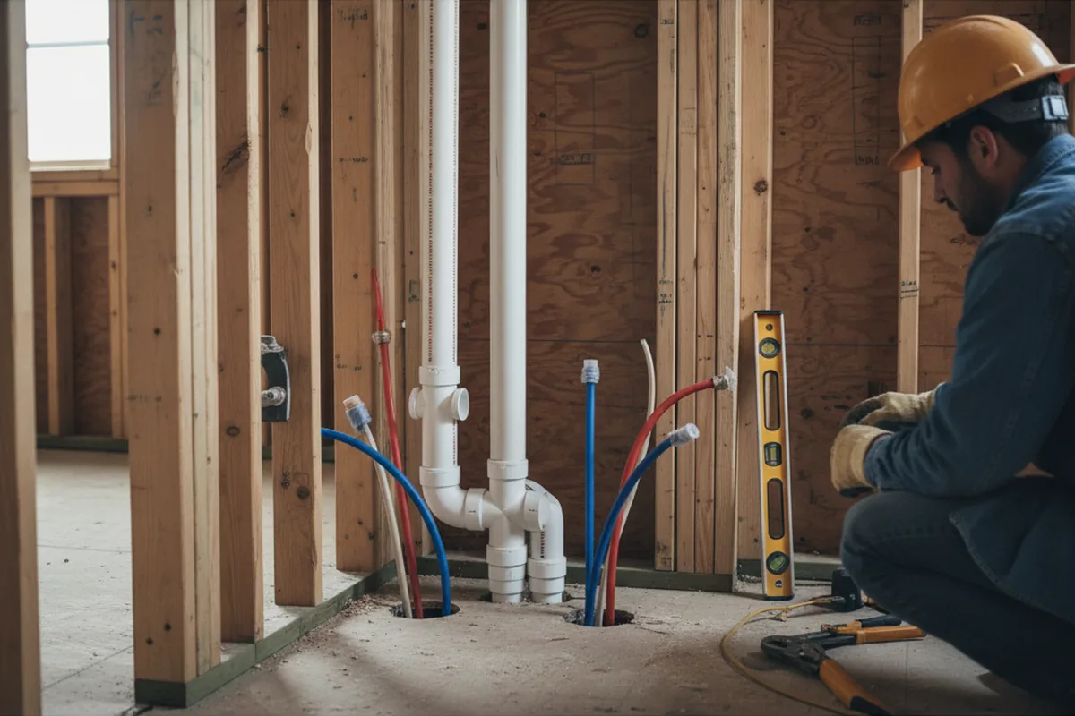 Drain and supply rough-in during Drain Cleaning in Lawler